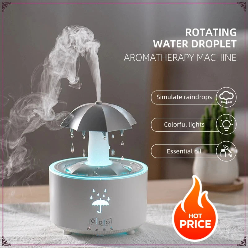Cloud Rain Humidifier Raindrop Aroma Essential Oil DiffuserRemote Control Night Light Desktop Fountain Water Drop Sound for Home